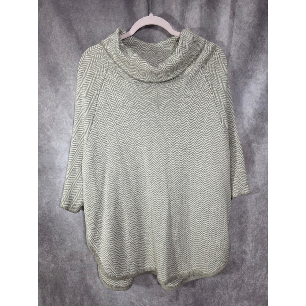 Loft Outlet Petite Cowl‎ Neck Poncho Sweater Tan Herringbone XS/S